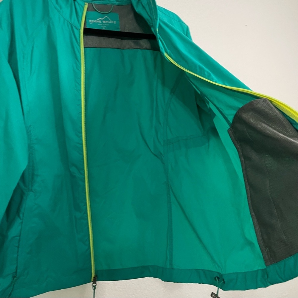 Eddie Bauer mens Teal Windbreaker Jacket with Yellow Accents XL lightweight - Picture 3 of 7